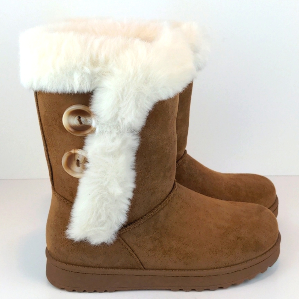 Faux Fur Boots Chestnut Brown